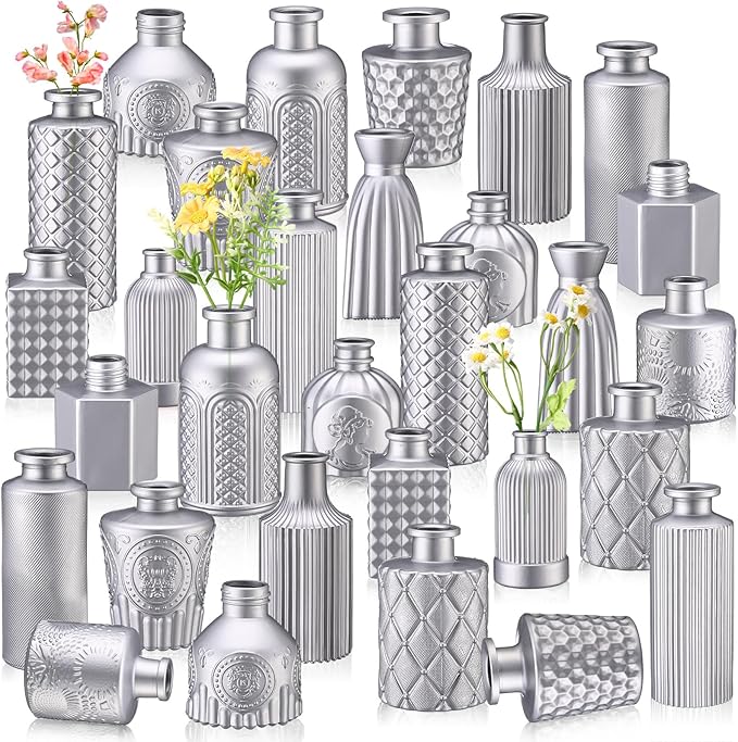 Yaomiao 30 Pcs Vases Bulk Colored Flower Glass Vases Bud Vintage Colored Glass by Yaomiao