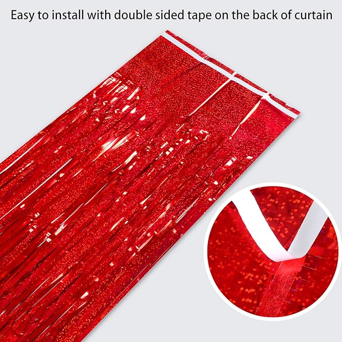 Foil Fringe Curtains Red Streamers Party Decorations - Image 2
