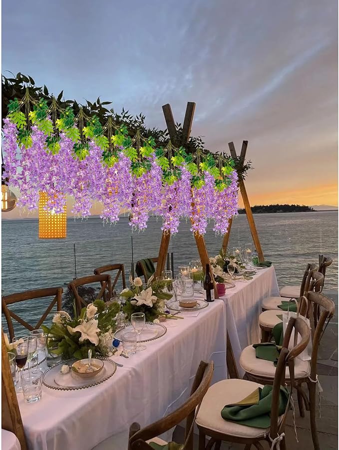 12 Pack Light Purple Wisteria Hanging Flowers Garland - Image 5