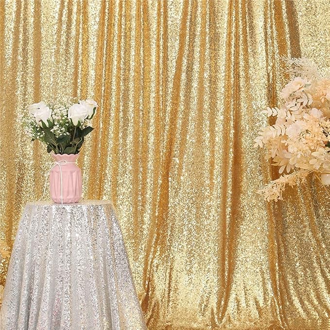 Poise3EHome Gold Backdrop Curtain, 6FT x 8FT Sequin Backdrop, Sequin Curtains - Image 8