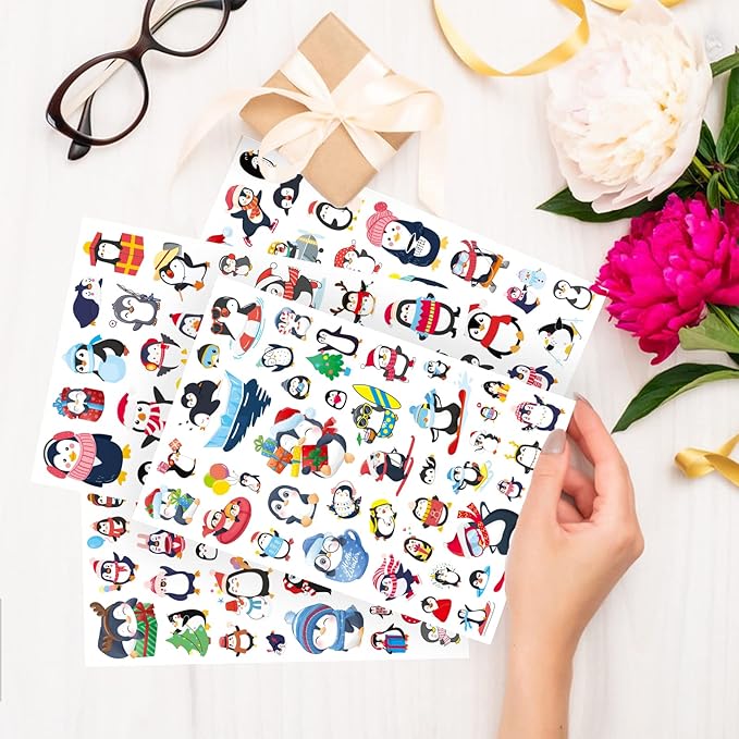 Cute Penguin Stickers 720 Counts Waterproof Cartoon Penguin Animal Decal - Image 2