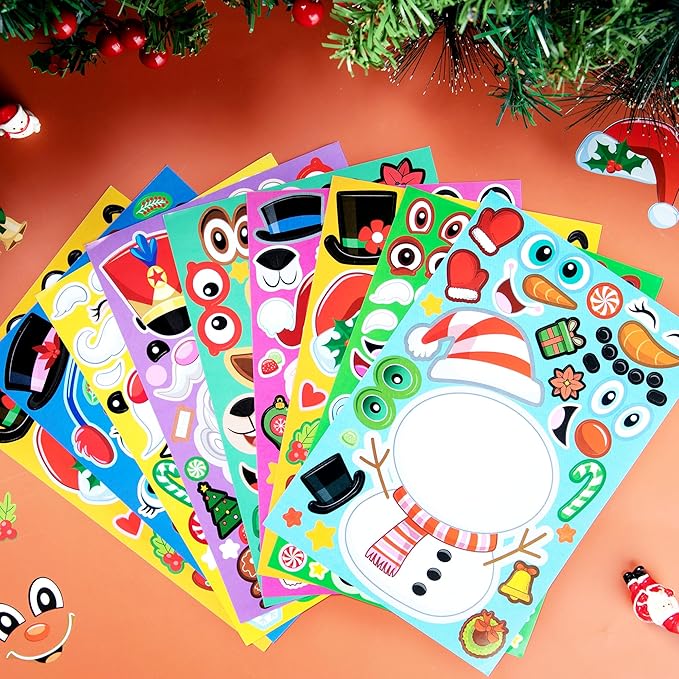 JOYIN 24 Pcs Christmas Make-a-face Stickers, Make Your Own Characters Mix and - Image 3