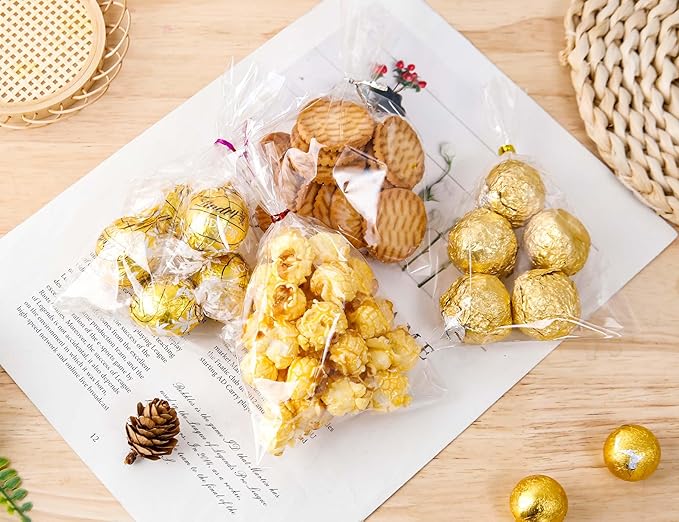 LOKIQNG Cellophane Bags Plastic Treat Bag Clear Cookie Candy Bags - Image 2