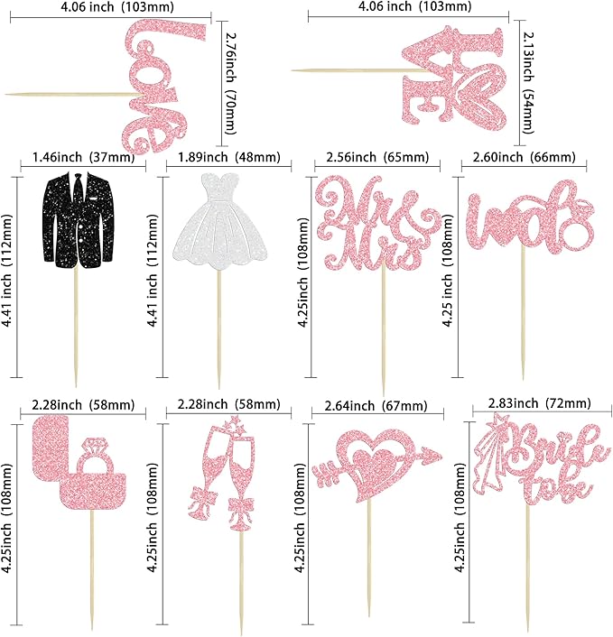 Ephlyn 30Pcs Bride to be Cupcake Toppers Glitter Wedding Cake Topper - Image 2