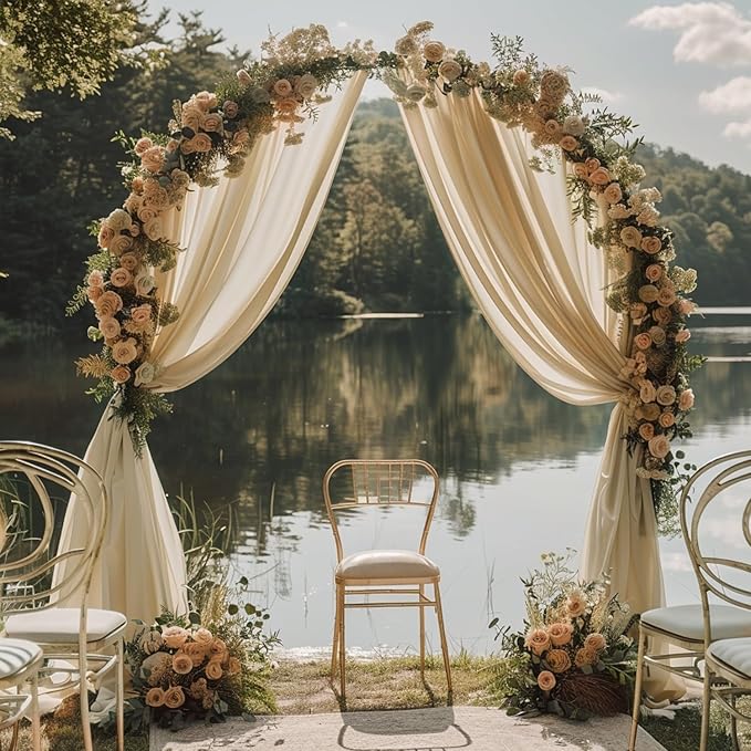 Wokceer Champagne Wedding Arch Draping Fabric Backdrop 4 Panels 28.7" X 20FT - Image 6