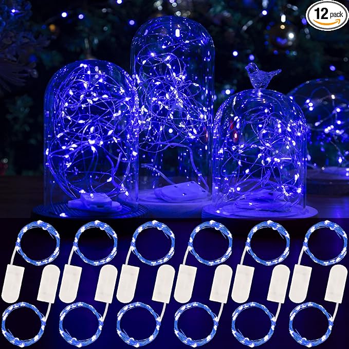 HXWEIYE 12 Pack 7ft 20LED Blue Fairy Lights Battery Operated by LightUpYourHomewHXWEIYE