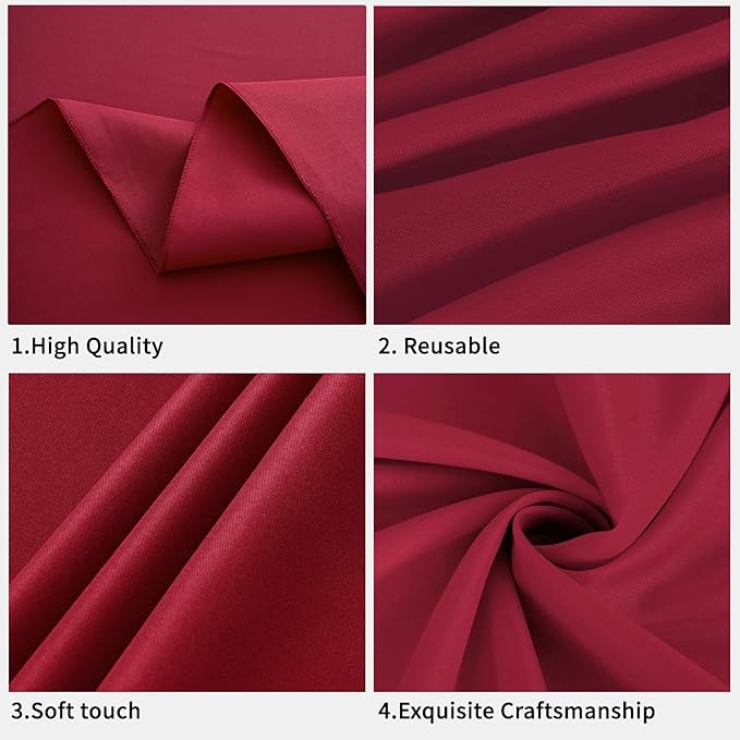 Burgundy 6 Pack Round 60 Inch Tablecloth, Premium Polyester Table Cloth - Image 4