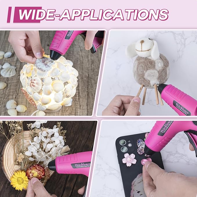 Cordless Hot Glue Gun, 7.2V Pink 15s Fast Preheating Glue Gun Set - Image 6