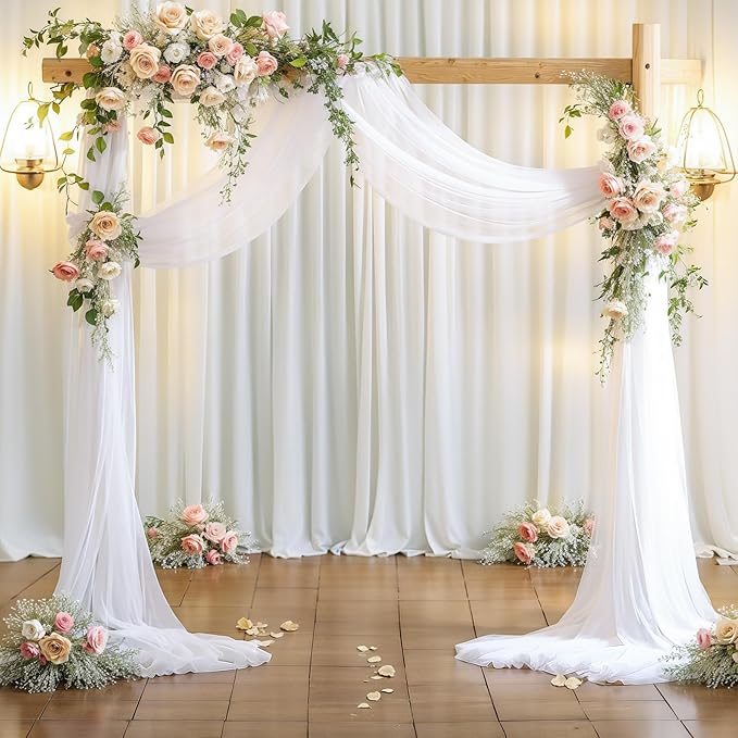 Wedding Arch Draping Fabric White Arch Drapes Sheer Backdrop Curtain - Image 6