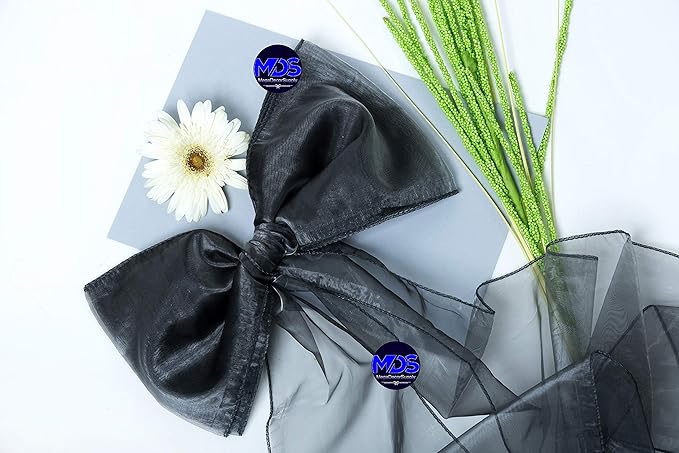 MDS Pack of 25 PCS Organza Chair Sashes Wider Dining Chair Bows Ribbon Tie Back - Image 7