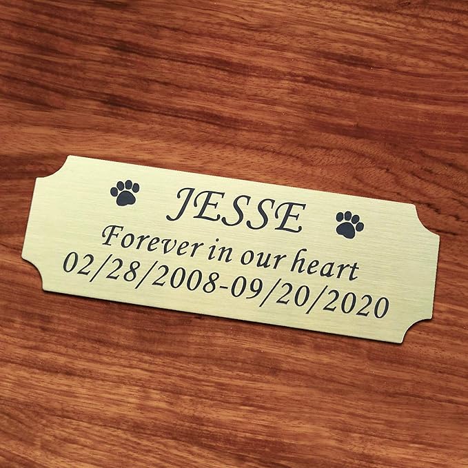 3" W x 1" H Personalized Custom Engraved Brushed Gold Solid Brass Plate Frame - Image 4