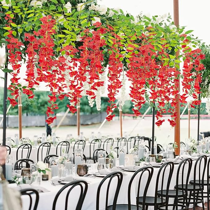 24 Pack Artificial Fake Wisteria Vine Ratta Hanging Garland Silk Flowers String - Image 5
