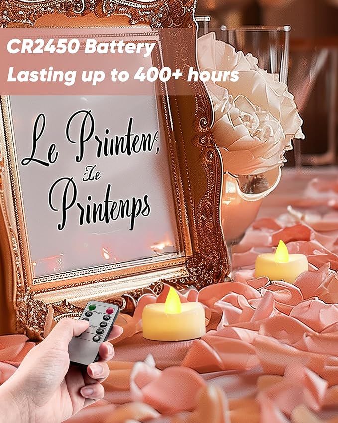 Remote Candles, 400+Hours Remote Control LED Tea Lights Votive Candle - Image 2