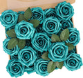 N&T NIETING Artificial Flowers Foam Roses 25 pcs Peacock Green Fake Roses w/Stem by NTNIETING