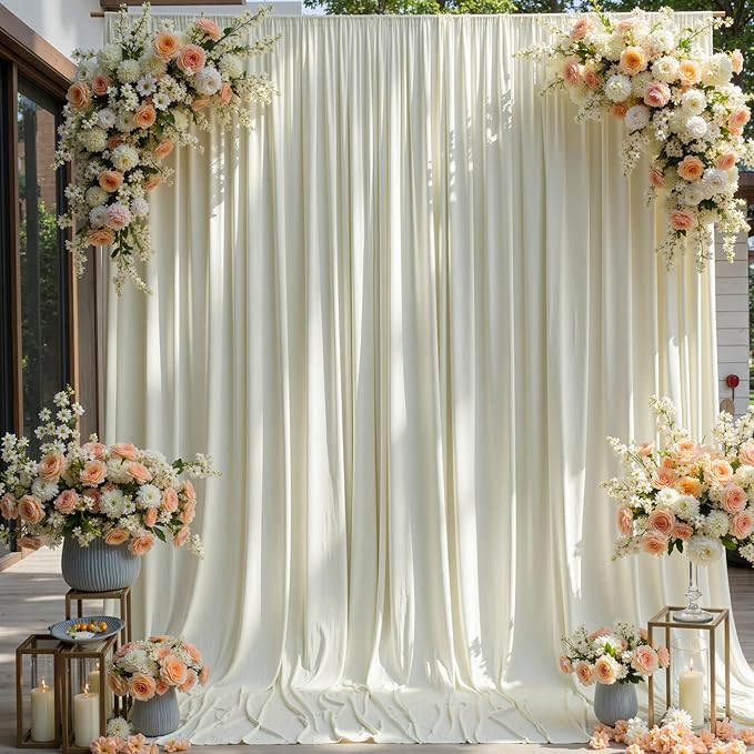 10×12ft Wrinkle Free Ivory Backdrop Curtain by ENJOYYOURPARTY