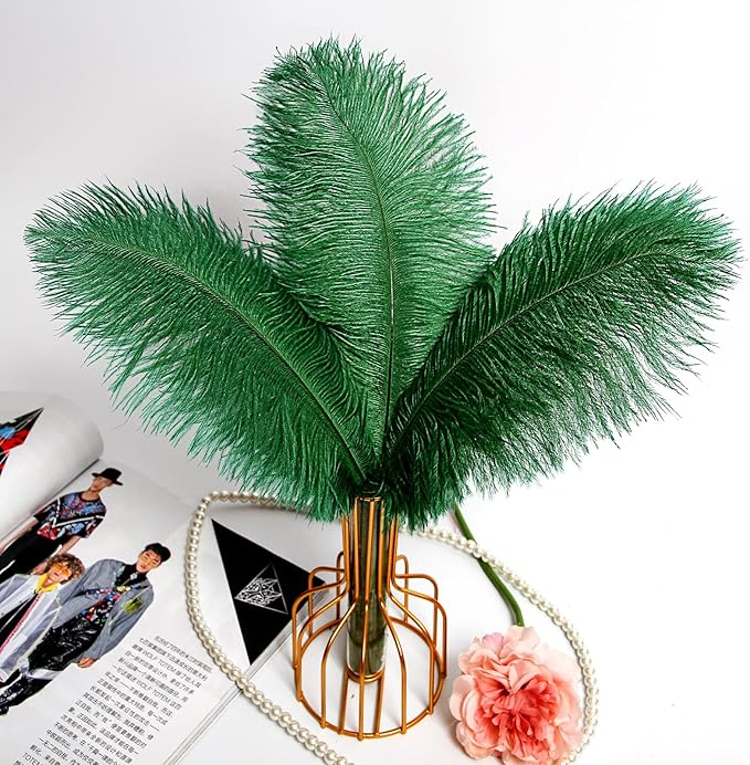 THARAHT Blackish Green Ostrich Feathers 12pcs Natural Bulk 10-12Inch 25cm-30cm - Image 5
