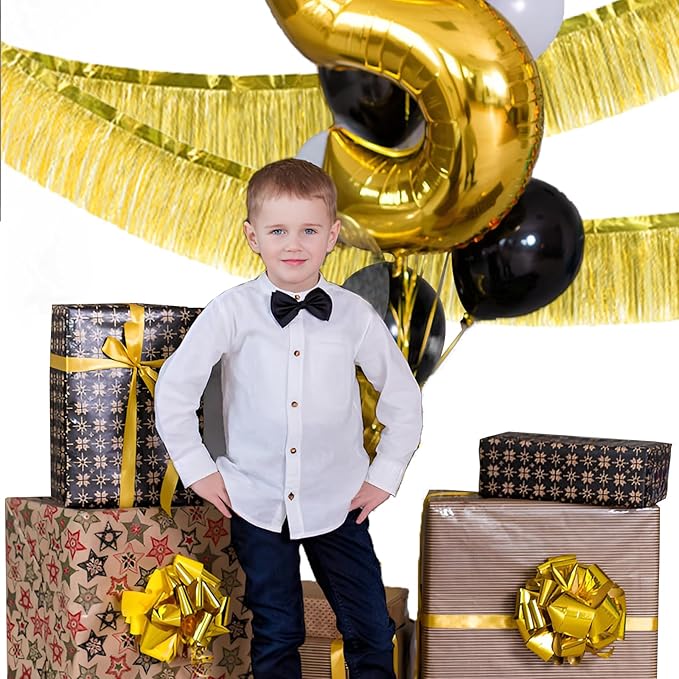 Gold Foil Fringe Garland 10FT 2packs, Metallic Foil Tinsel Fringe Banners - Image 4