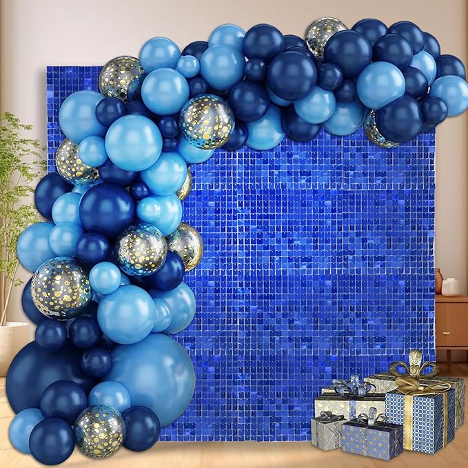 24PCS Blue Shimmer Wall Backdrop, Square Sequin Backdrops Panel, Glitter Wall - Image 6