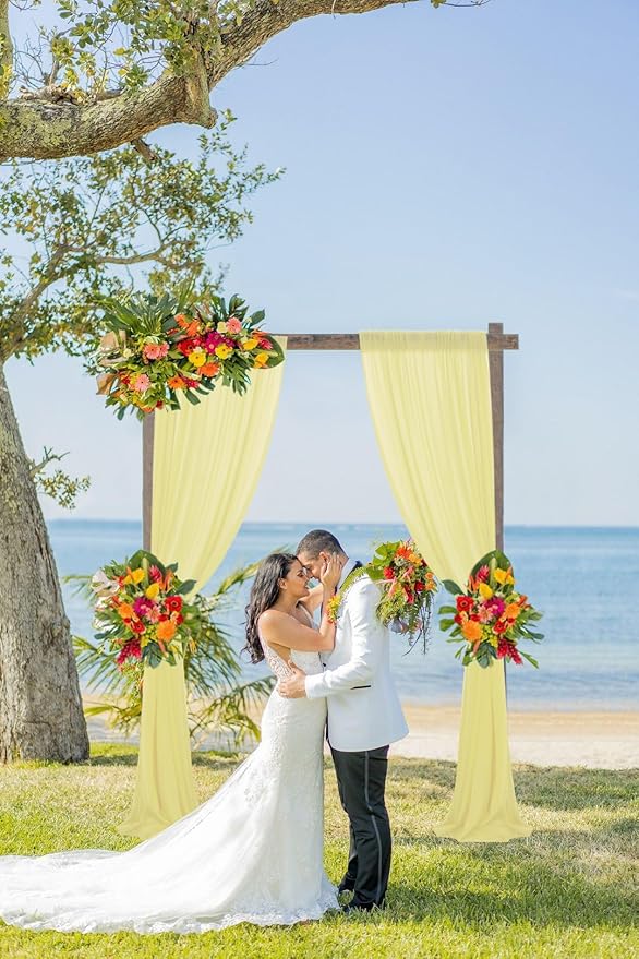 DUOBAO Chiffon Backdrop Curtain 96 Inch Length 2 Panel 29 Inch Width Wedding - Image 2
