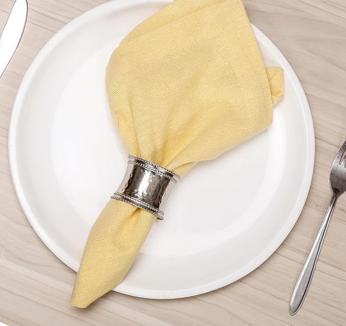 Silver Napkin Rings Set of 12, Heavy Duty Metal Napkin Holder Buckles, Fall - Image 7