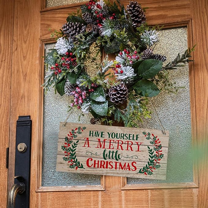 Christmas Door Hanging Sign，Big Wall Wood Winter Decorations Signs，Indoor - Image 4
