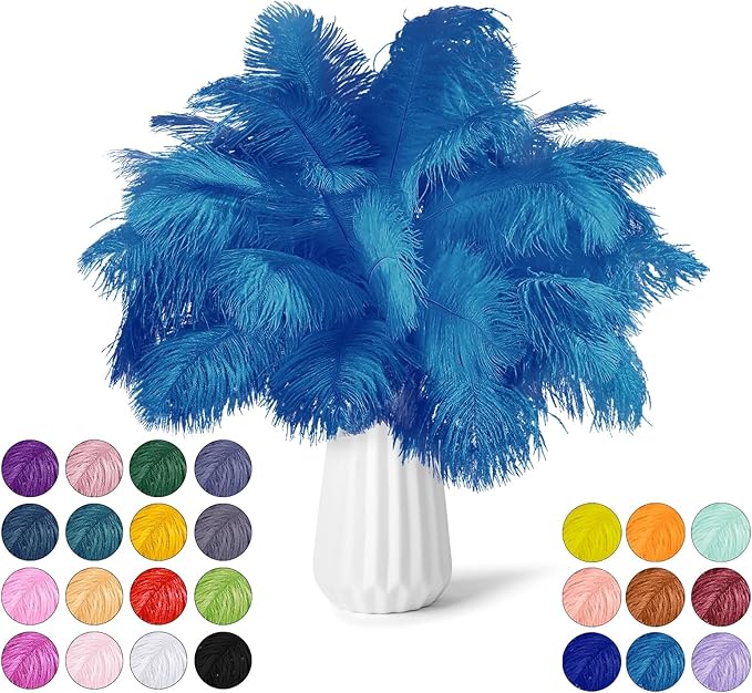 NEWONG 30pcs Light Blue Ostrich Feathers Natural Bulk 9-12in（23-30cm） Vase by NEWONG