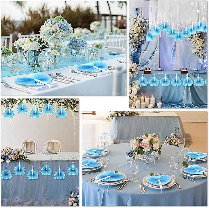 Unittype 150 Packs Wedding Paper Fans Heart Shaped Folding Handheld Fans - Image 5