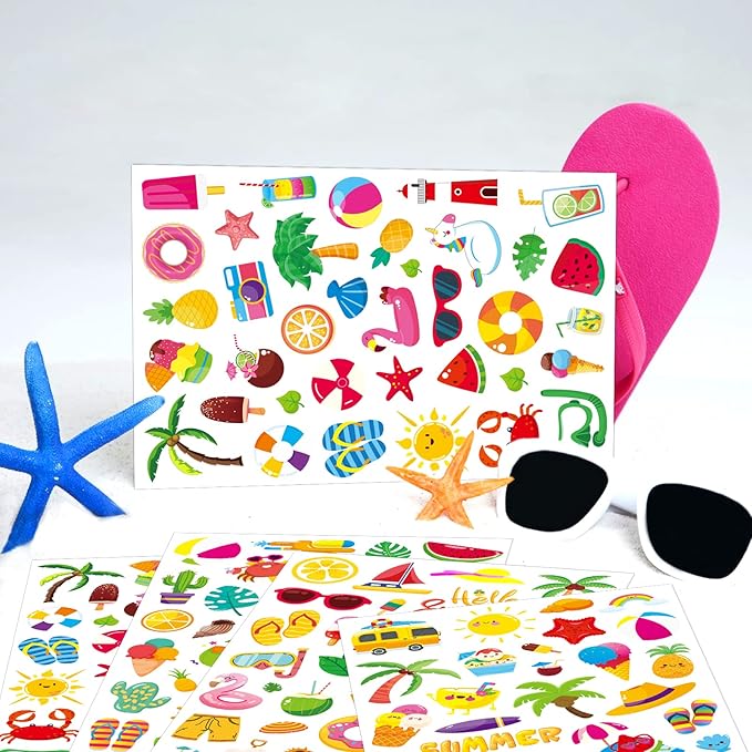 Summer Pool Beach Adhesive Stickers Luau Hawaii Sun Stickers 700 Count - Image 2