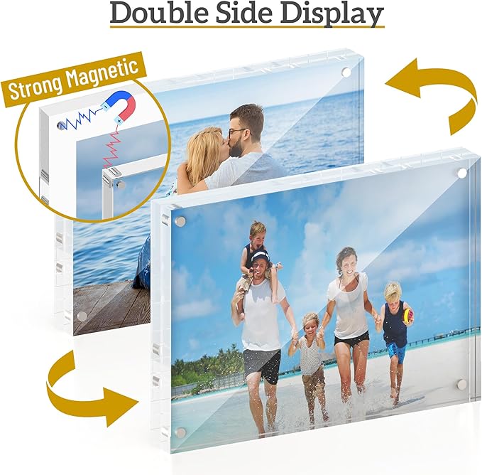 5x7 Acrylic Picture Frame 3 Pack, 20mm Thick Magnetic Double Sided Display 20% - Image 2