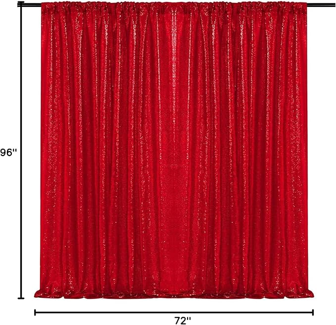 JYFLZQ Red Sequin Backdrop Curtains 6ft x 8ft 1 Panel Glitter Photo Booth - Image 9