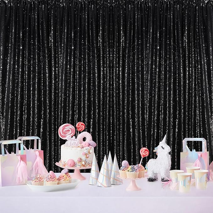 Black Backdrop for Graduation Decorations: 2ftx8ft Black Sequin Halloween - Image 5