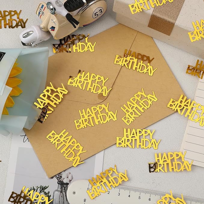 MARFOREVER Gold Happy Birthday Confetti Glitter, Birthday Party Metallic Foil - Image 6