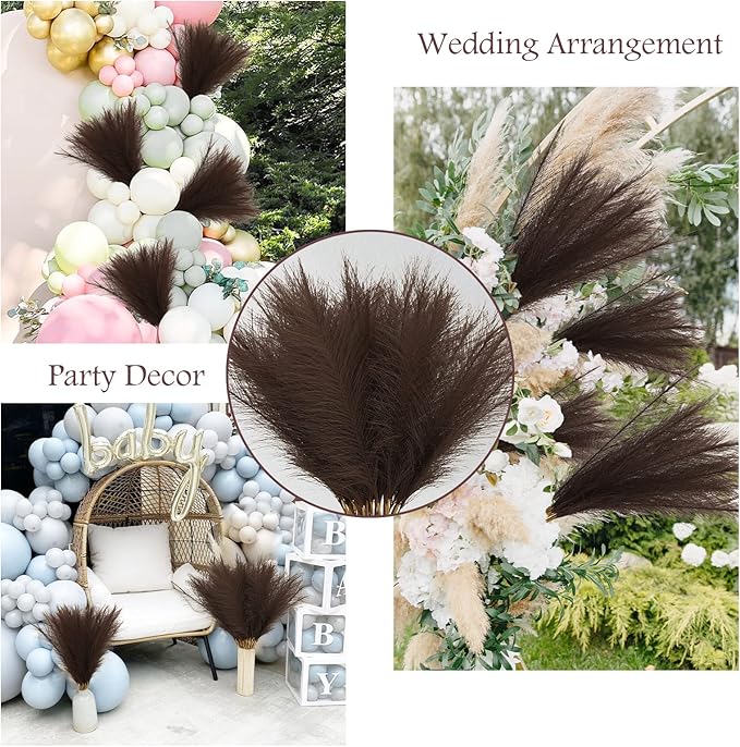 50pcs Faux Pampas Grass Decor, 21.6" Short Artificial Pompous Grass Floral Fake - Image 3
