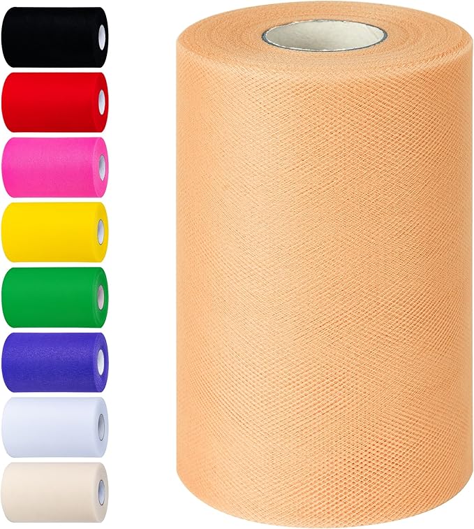 Beige Tulle Fabric Rolls 6 Inch by 100 Yards Tulle Roll Spool Fabric by Unknown