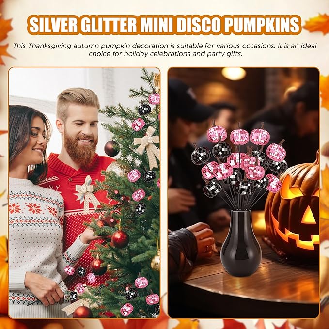 20Pcs Disco Halloween Decor, Disco Pumpkin Table Decoration, 14 Inch Artificial - Image 7
