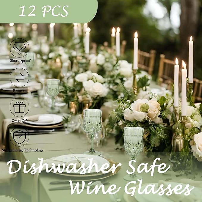 Plastic Wine Glasses，Plastic Goblets Vintage Style Cordial Drinking Glasses - Image 3