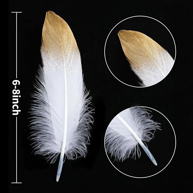 Larryhot Dipped Gold & White Goose Feathers - Image 3