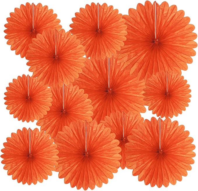 20 Pcs Orange Hanging Paper Fan, Hanging Honeycomb Round Paper Fans by Zankubom