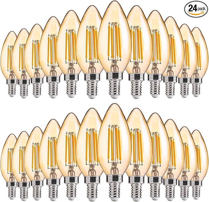 FLSNT Amber LED Candelabra Light Bulbs 40W Equivalent, B11 E12 LED Chandelier by FLSNT