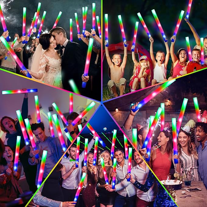 66 PCS Foam Glow Sticks, Glow In The Dark Party Supplies, Foam Light up Sticks - Image 5