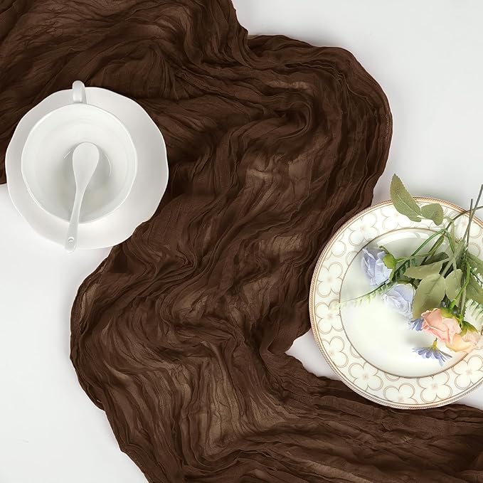 6 Pack Brown Cheesecloth Fall Table Runner 10ft Boho Gauze Fabric Cheese Cloth - Image 6