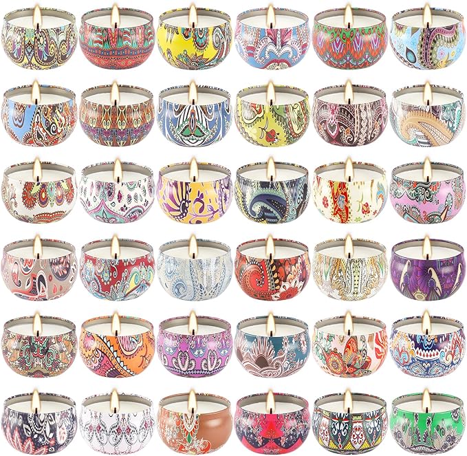 Scented Candles Gifts Set 36 Pack Soy Wax Travel Tin Jar Candles by YOROXRG