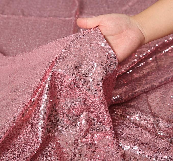 SquarePie Sequin Tablecloth 90 x 156 Inch Fuchsia Pink Sparkly Table Linen - Image 8
