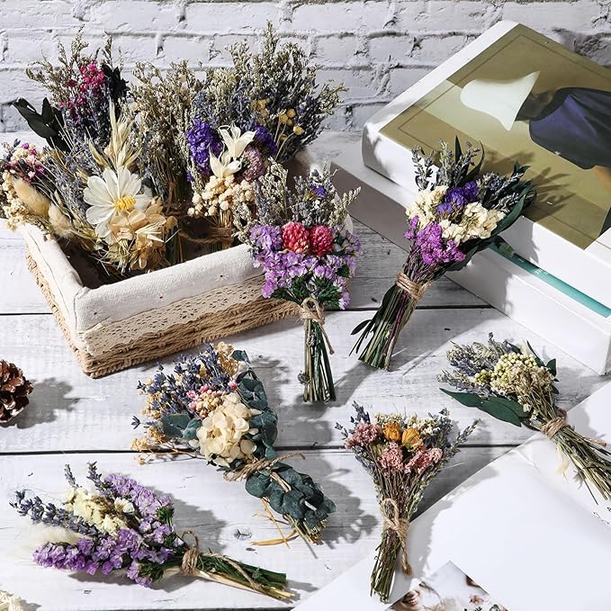 Layhit 12 Pack Boho Dried Flower Bouquet Mini Wedding Handmade Dry Flowers Decor - Image 6