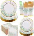 280 Pcs Greenery Plates and Napkins Party Supplies by Sveikie