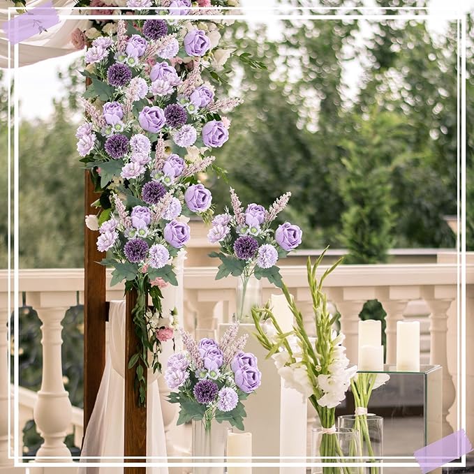 Zeyune 8 Pcs Wedding Silk Flowers Fake Silk Flowers Faux Bouquet Hydrangea - Image 6