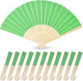 JOHOUSE 12PCS Foldable Hand Fan, 8.3 Inch Green Paper Fans by JOHOUSE