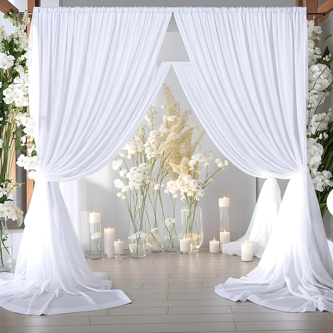 20ft x 10ft Thick White Backdrop Curtains - Image 6
