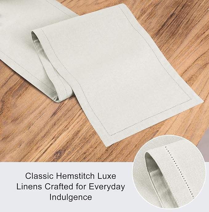 Ruvanti Linen Table Runner 60 Inches, Classic Hemstitch, Non-Slipping, Stain - Image 4