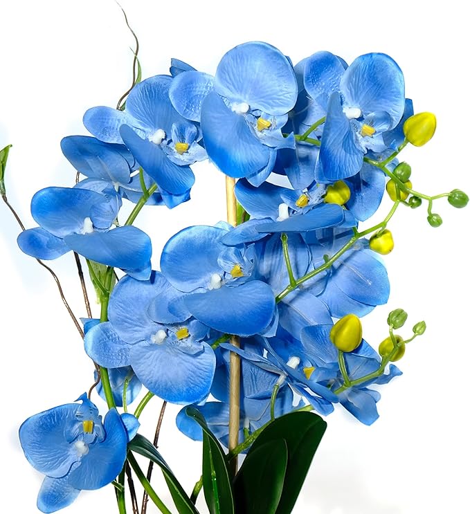 Orchid Artificial Flowers with Gray Vase Large Silk Faux Phalaenopsis Flowers - Image 3